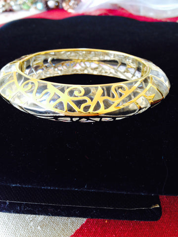 Clear Edge Bangle with 18K Gold