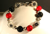 Spiral Lava and Red Stone Bracelet With Matching Earrings