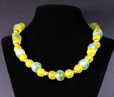 Lemon and Lime African Trade Bead Necklace