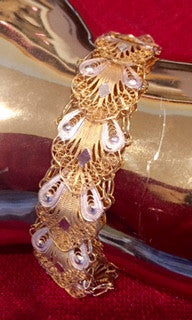 18K Yellow and White Gold Over Sterling Filigree Lace Bracelet