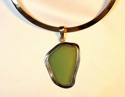 Sea Glass Necklace in Apple Green