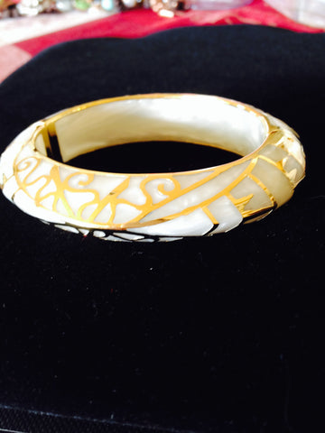 Mother of Pearl Bangle with 18K Gold