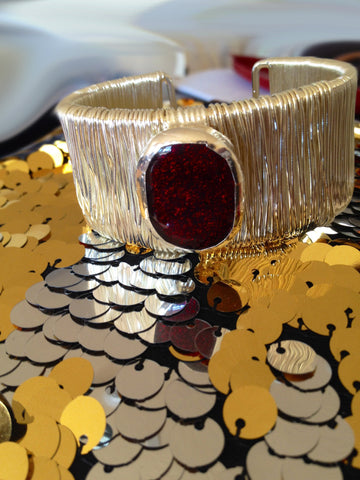 Ruby Red Dichroic Glass Bracelet