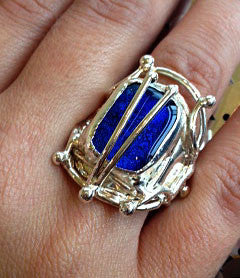 Blue Dichroic Glass Ring
