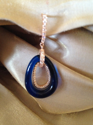 18K Pink Gold Fano Sapphire Blue Earrings