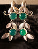 Green Floral Leaf Chandelier Earrings